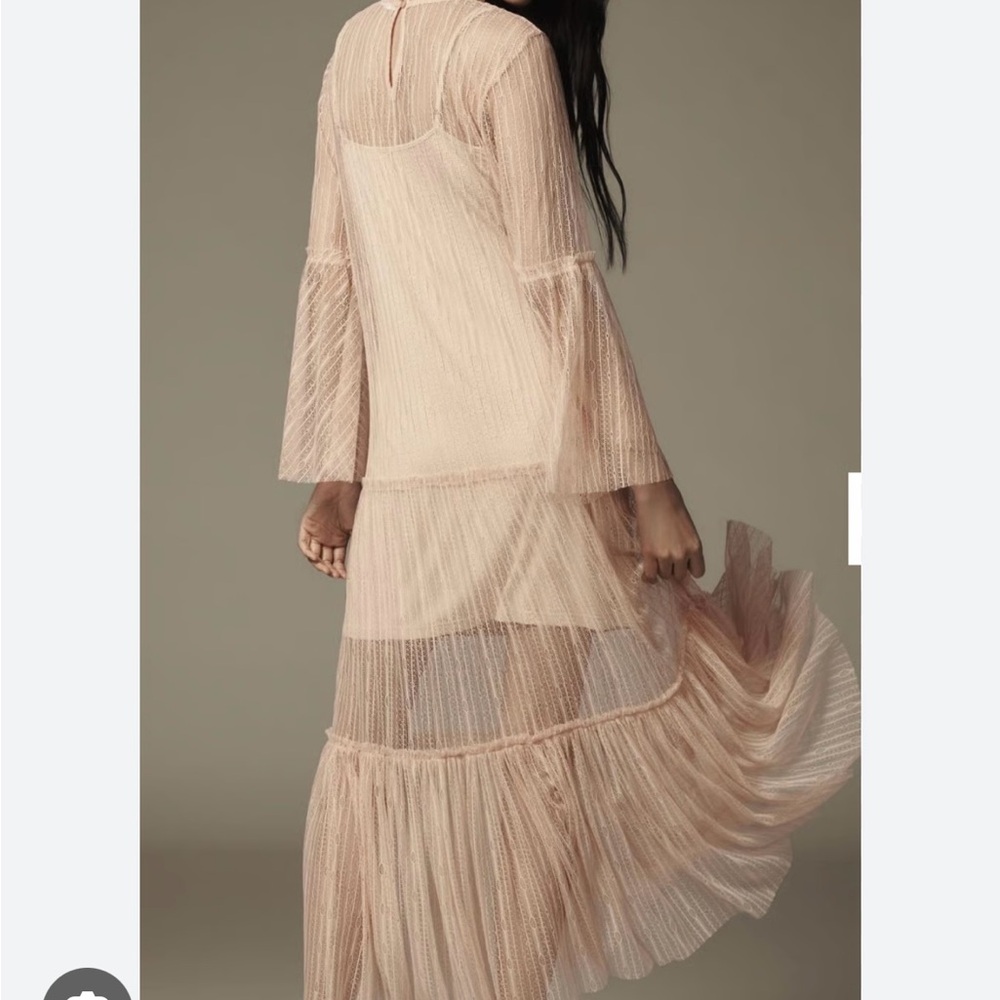 Anthropologie Light Pink Sheer Dress - Picture 2 of 5